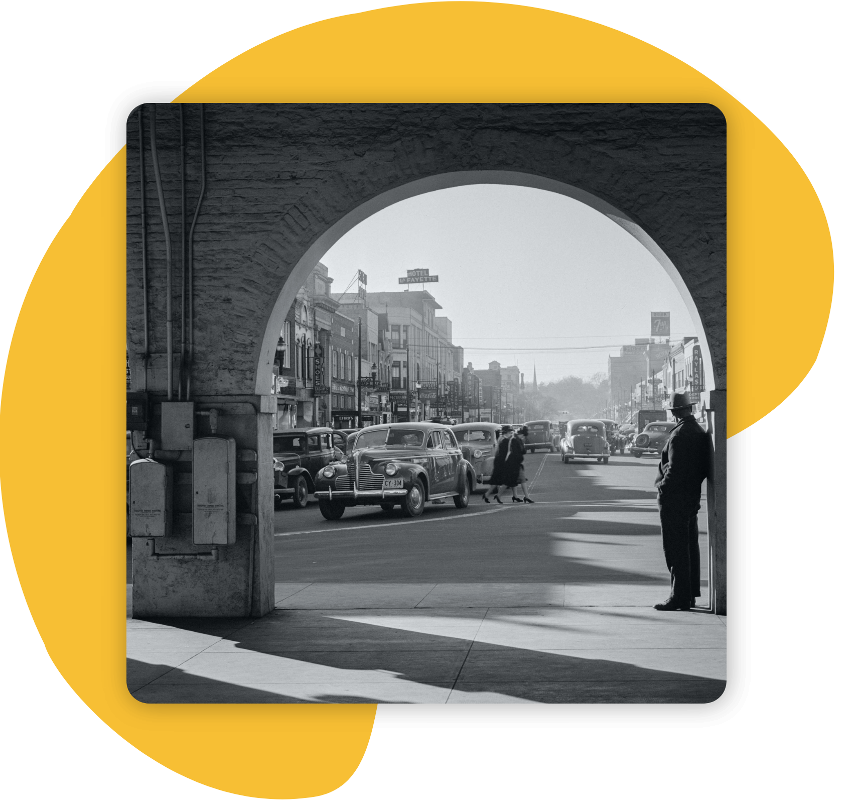 A man watching at a busy street