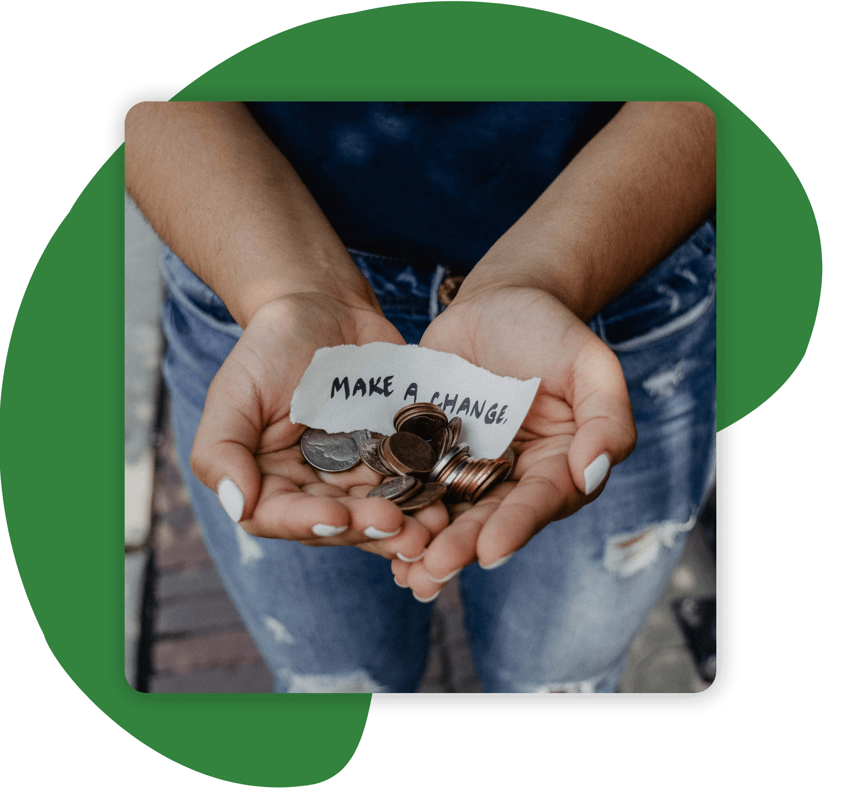 Hands holding pennies